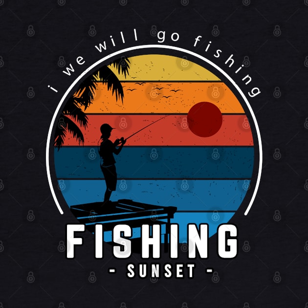 fishing sunset vintage by Mako Design 